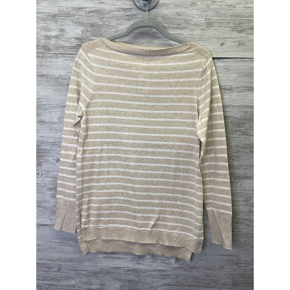 J Crew Sweater Womens S Lightweight Boat Neck Tunic Long Sleeve Beige Striped‎